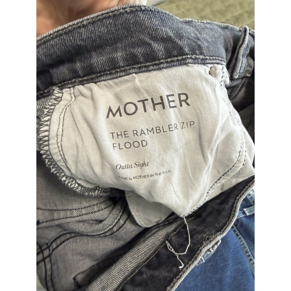 MOTHER The Rambler zip flood Ankle Jeans washed Black 27 $238 raw hem - Picture 4 of 7
